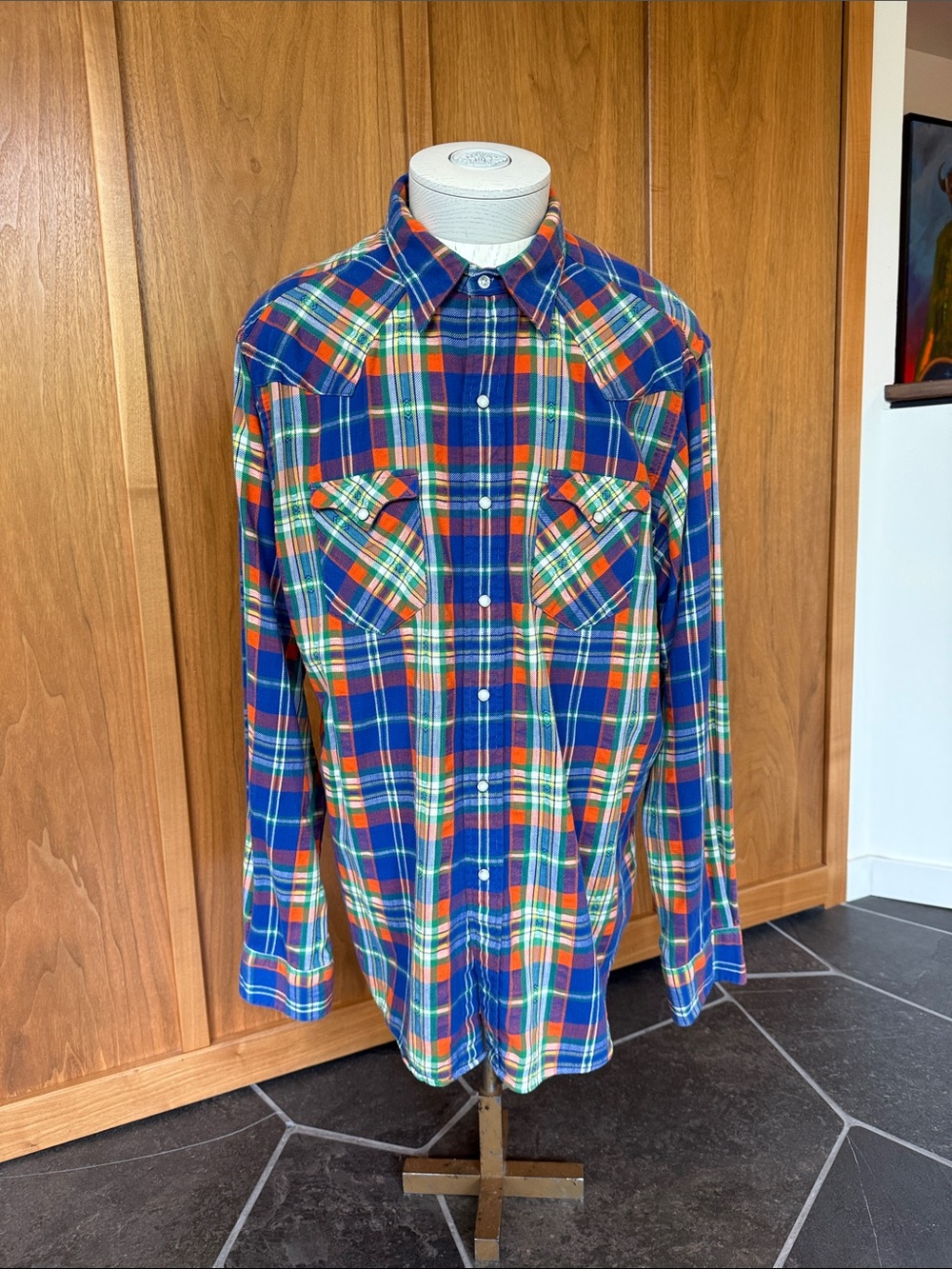 Polo by Ralph Lauren Blue, Orange & Green Plaid Button-Down Shirt